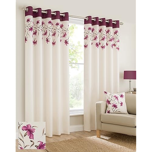 Cream And Purple Curtains Amazon Co Uk