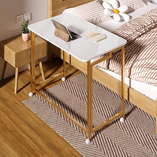 Miniatura 2 de 4NM Escritorio móvil pequeño para computadora de 27.5 pulgadas, mesa plegable para computadora portátil con ruedas, escritorio de oficina portátil