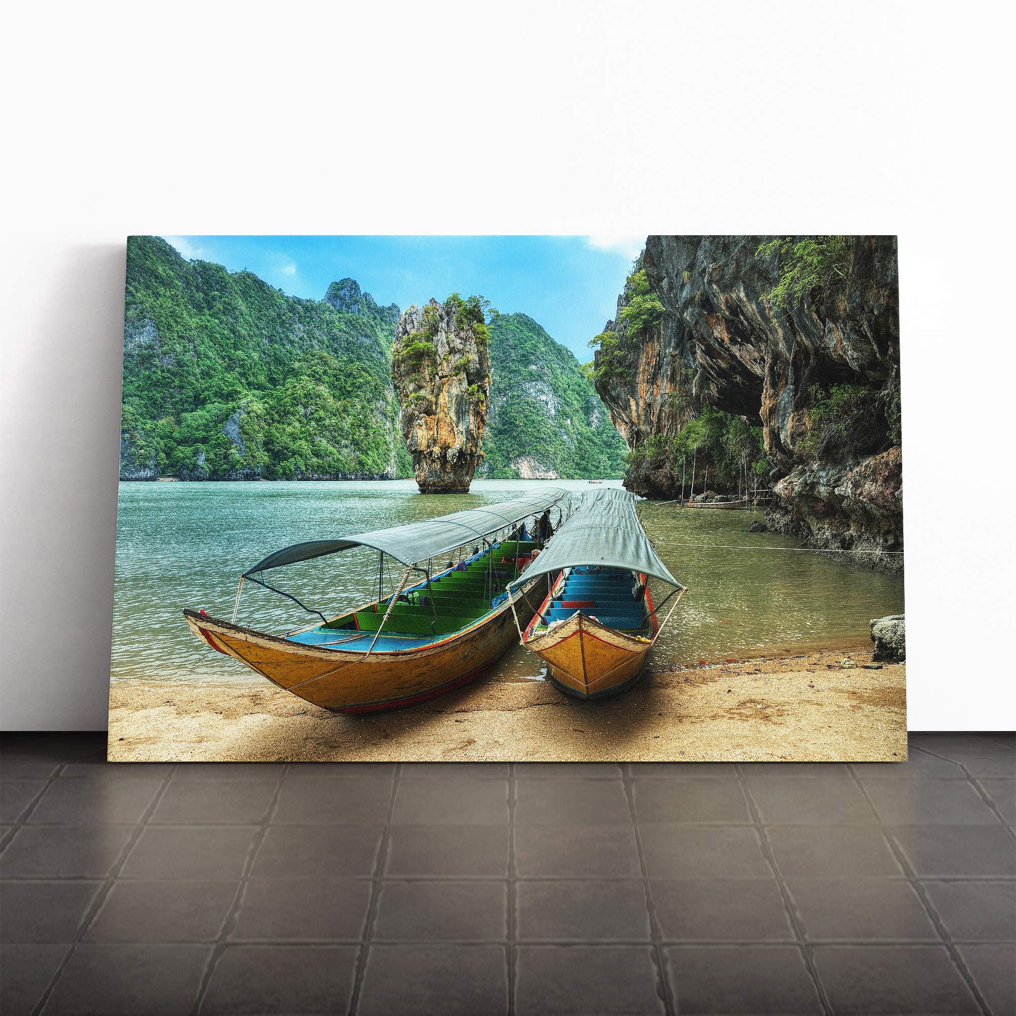 Phang NGA Boats Thailand Canvas Wall Art Print 24x16 Inch