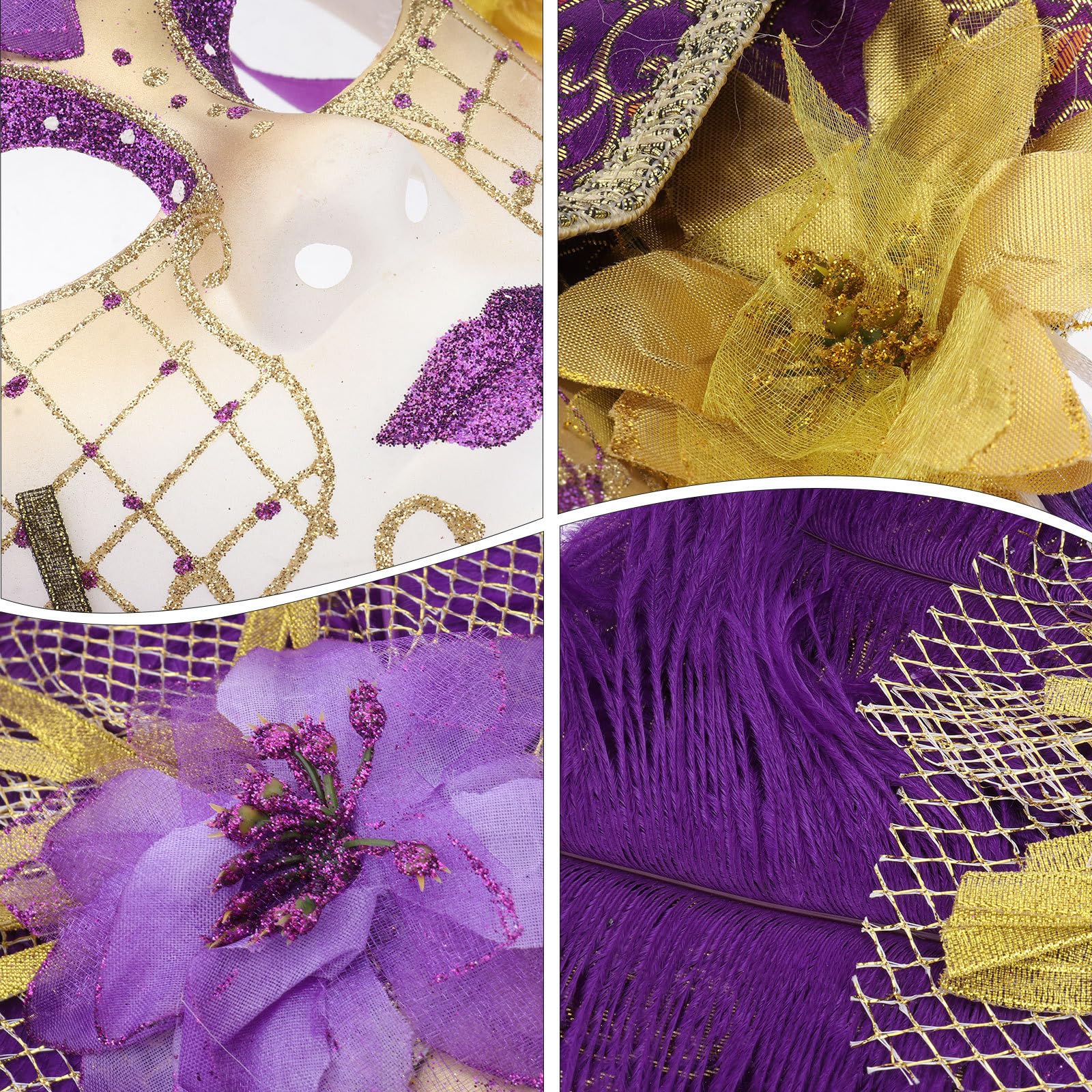 Amosfun Máscara Veneciana de Plástico para Mujer Diseño de Cara Completa y Sombrero Grande, Adecuado para Bailes de Mascarada y Cosplay en Adultos