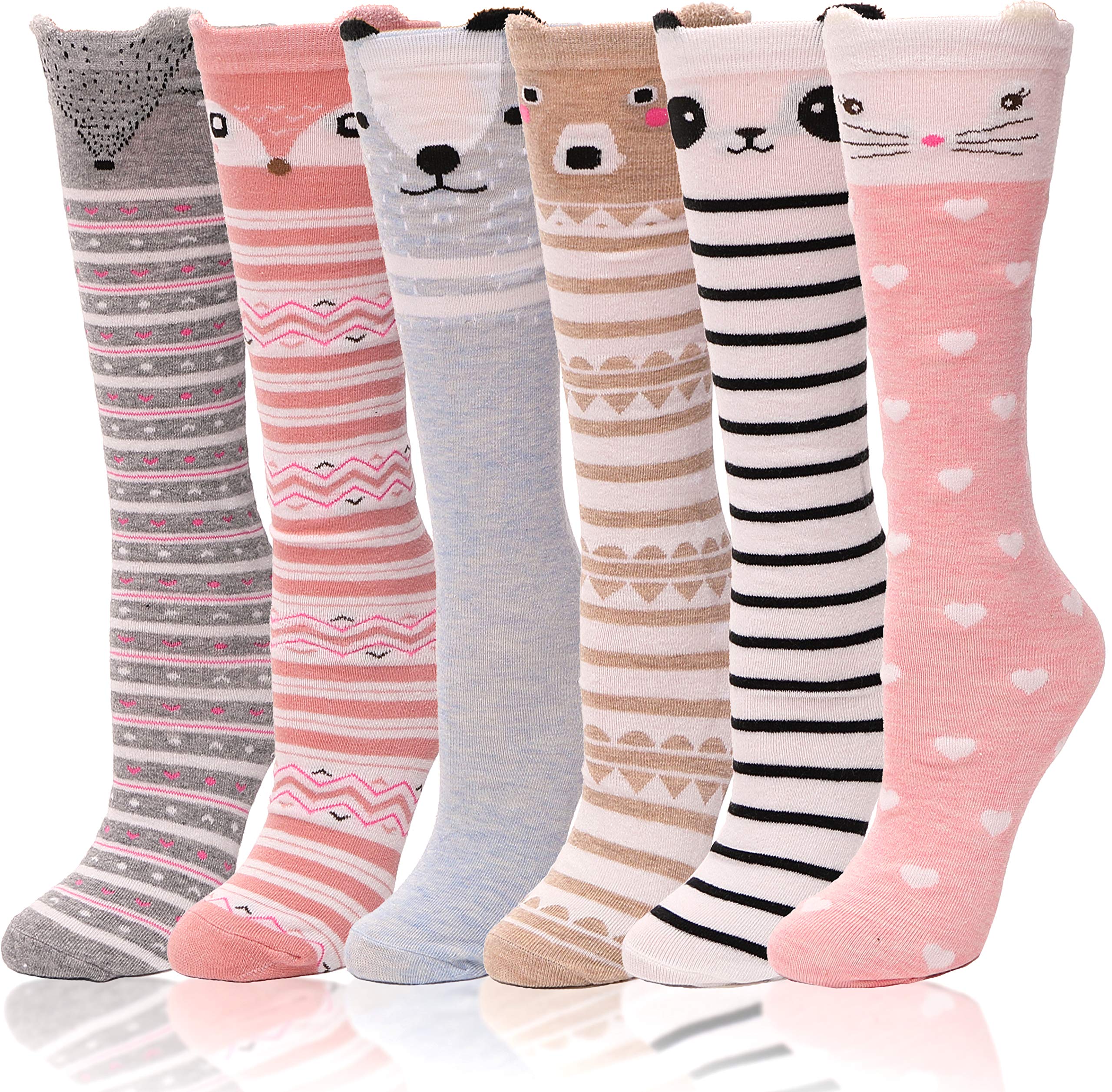 ANTSANG Kids Girls Knee High Socks Long Boot Socks for Child 6 Pairs