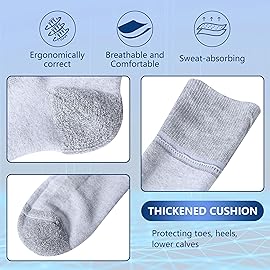 Facool Soft Cotton Socks, Men\'s Dress Loose Top Crew Moisture Wicking Neuropathy Non Slip Socks Fit for Better Circulation, Edema, Diabetes, 6 Pairs Black+Grey+Navy Blue Large