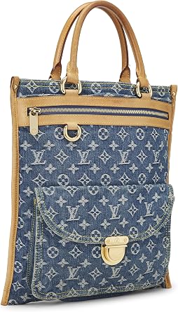 Pre-loved Blue Monogram Denim Flat Shopper, Blue