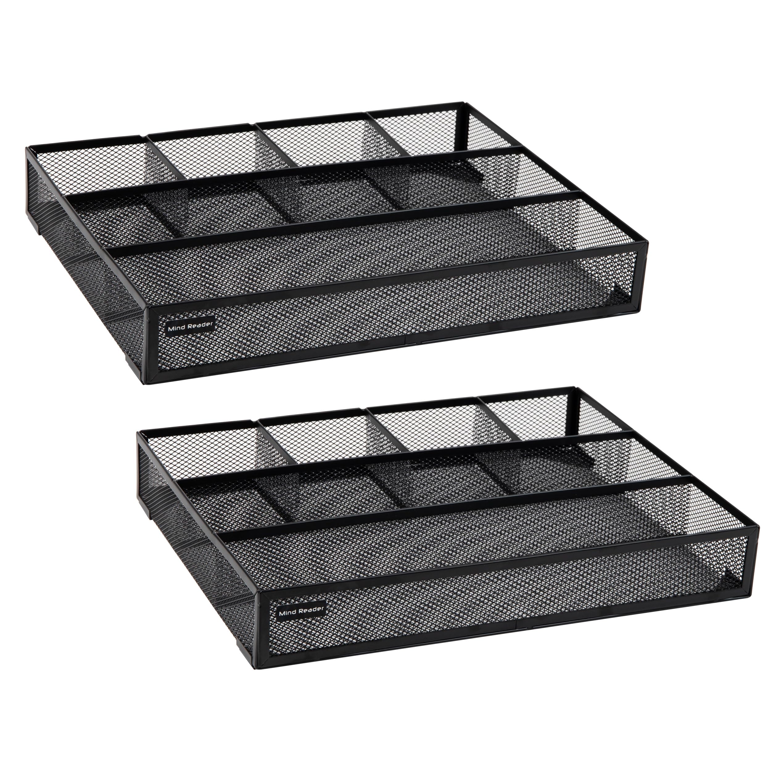 Mind Reader 2DEER-BLK Schreibtischzubehör, Drahtgeflecht, 6 Fächer, Aufbewahrungsschublade, Organizer, schwarz, 2 Stück