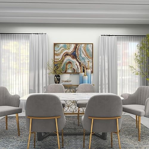 Miniatura 7 de Deco 79 Jarrones decorativos de metal con parte superior dorada, juego de 3 jarrones de flores para decoración del hogar de 27 pulgadas, 24