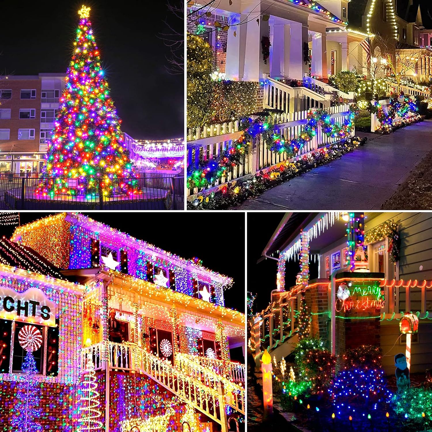 1000 LED 328ft 8 Modes with Timer Christmas String Lights IP55 Outdoor Waterproof UL Certificated Indoor Fairy Lights Garden Patio Wedding Christma Trees Parties Decoration Multicolor