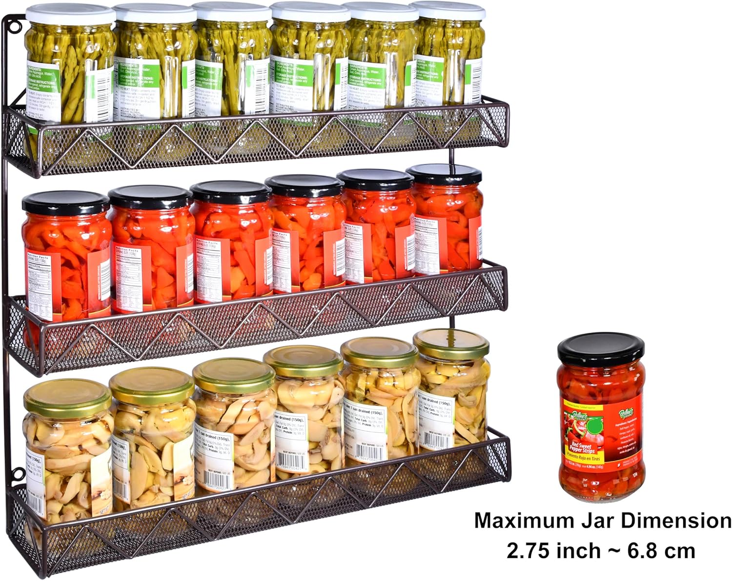 AMT 3 Tier Nail Rack, Pack Metal Wall Mount Organizer, Essential Oils Organizer, Pantry Cabinet Door Shelf Storage.Hanging Display for Spice Jars, Sauces, Cosmetic Beauty Bottles