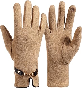 Aoomzoon Winter Gloves for Women,Touchscreen Cold Weather Thermal Warm Suede Gloves for Running Biking Driving
