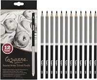 Creative Mark Cezanne Conjunto de 12 lápis de cor premium pretos - lápis de colorir altamente pigmentados para desenhar, misturar, colorir e mais