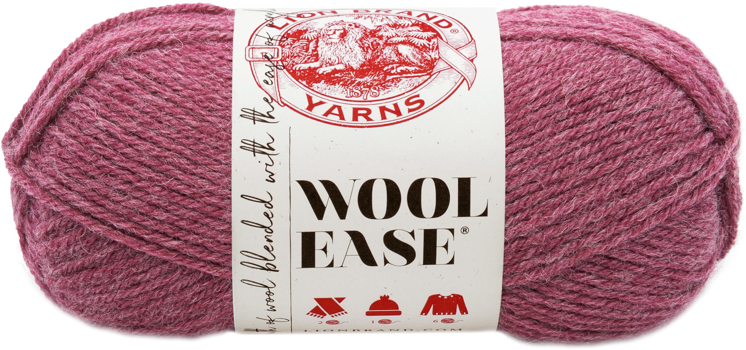 Lion Brand Wool-Ease Yarn, Worsted-Weight Yarn for Knitting, Crocheting, and Crafting, 1 Pack, Dark Rose Heather