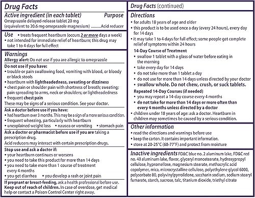 Miniatura 2 de Prilosec OTC, Omeprazol de liberación retardada de 20 mg, reductor de ácido, trata la acidez estomacal frecuente para alivio de 24 horas, todo el