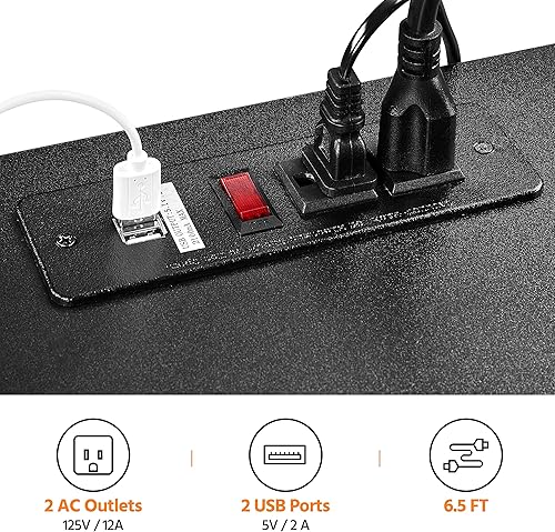 Miniatura 5 de Yaheetech Archivador lateral con enchufe y puerto de carga USB, archivador móvil, soporte de impresora para el hogar y la oficina, negromarrón