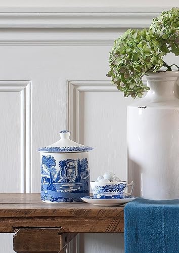 Miniatura 3 de Spode Blue Italian Storage Jar  Recipiente de cocina de 7.5 pulgadas para encimera, tarro de almacenamiento grande con tapa hermética, azul y
