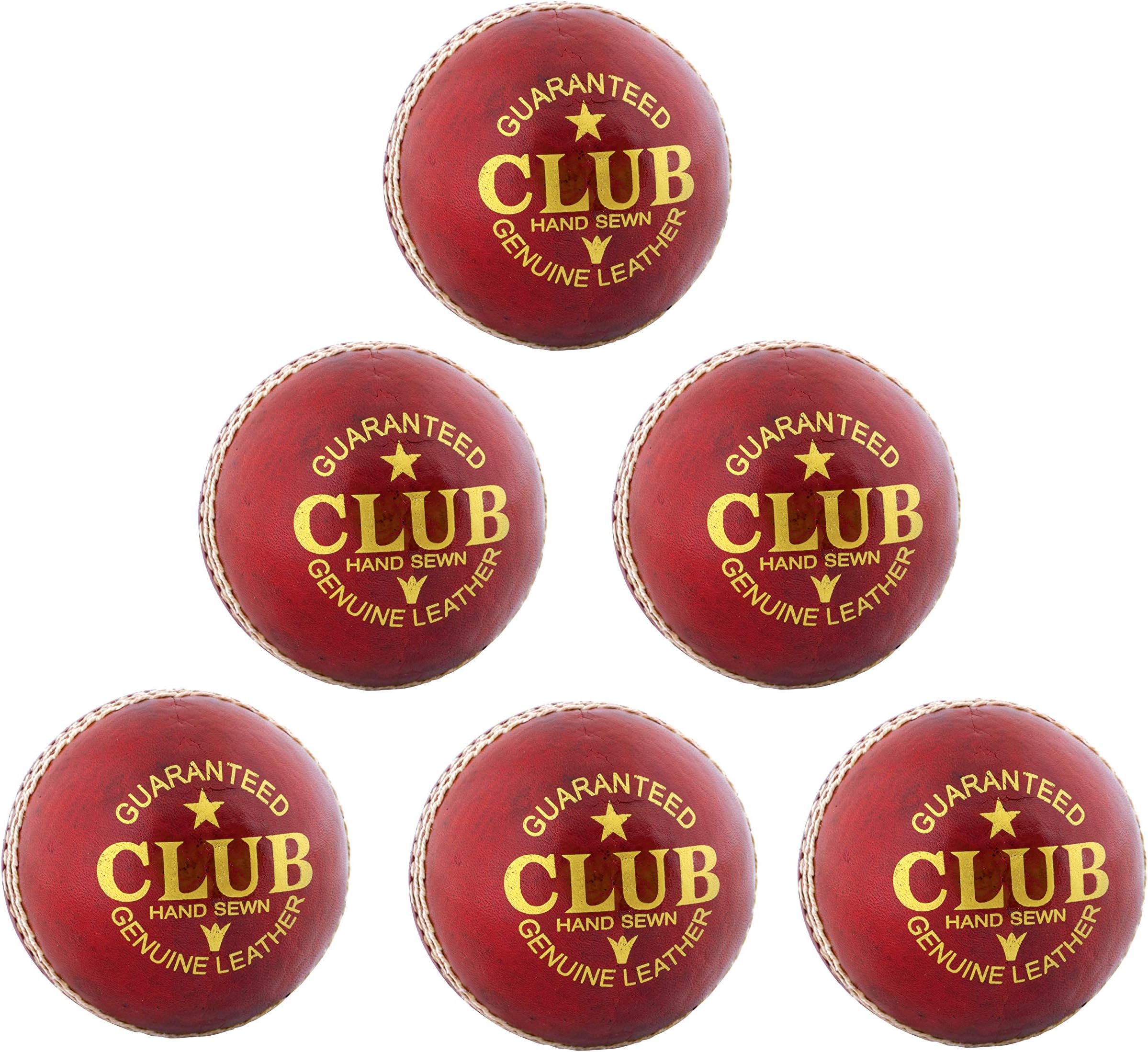 PSE Priya Sports Leather Club Cricket Ball Red Pack of 6 (2Part)