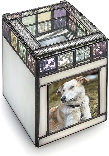 Miniatura 3 de J Devlin Glass Art Urna de recuerdo conmemorativo de vitrales para mascotas para perro o gato