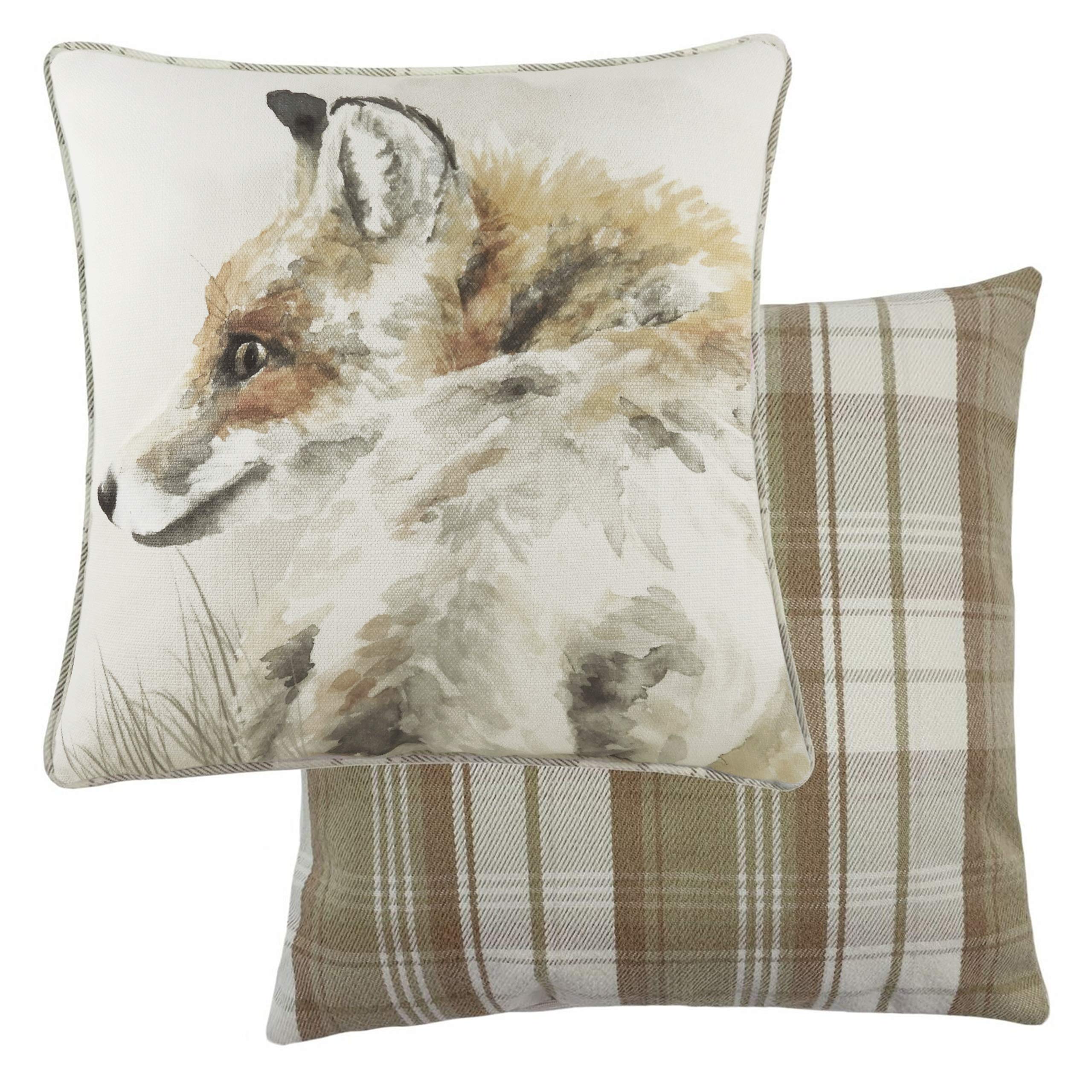 Evans Lichfield Watercolour Fox Cushion Cover, Multi, 43 x 43cm
