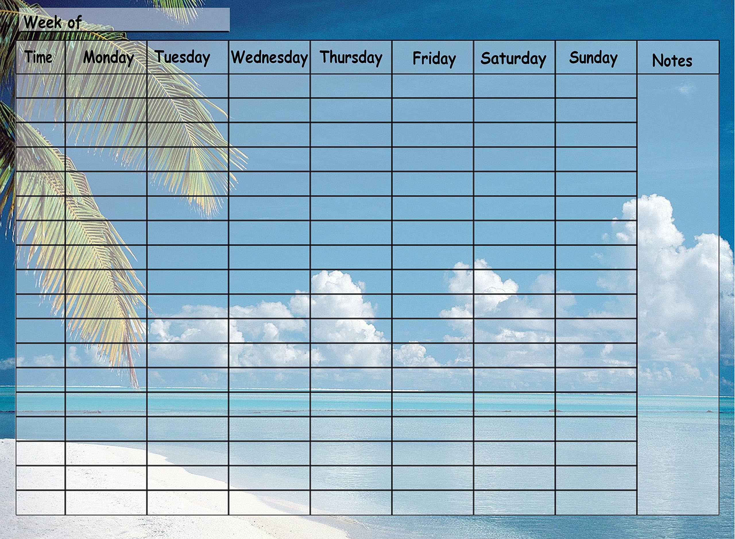 Tropical Beach Palm Tree Weekly Calender Premium Decal Re Stick Vinyl Sticker Whiteboard Marker