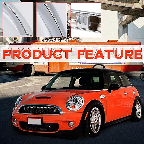 Miniatura 5 de Kojem Moldura de campana cromada compatible con Mini Cooper R55 R56 R58 R59 2007-2015 Reemplazo para 51132751040 MC1235100 Molde de capó de parrilla