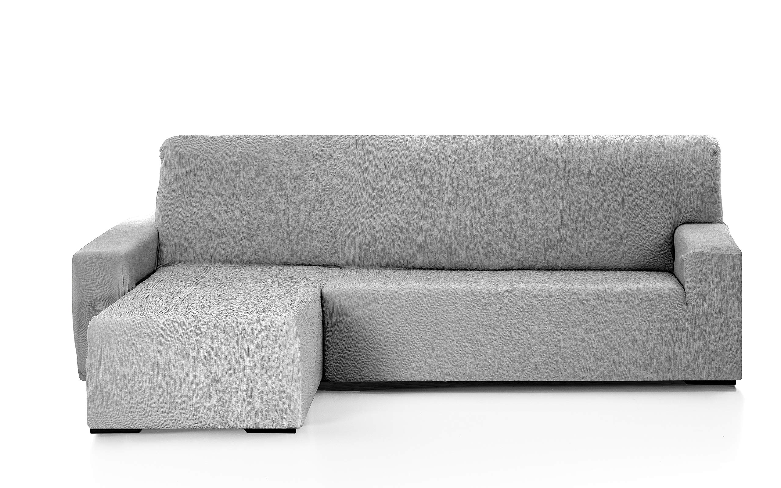 Housse élastique chaise longue bras gauche court gris Martina Home Emilia stretch