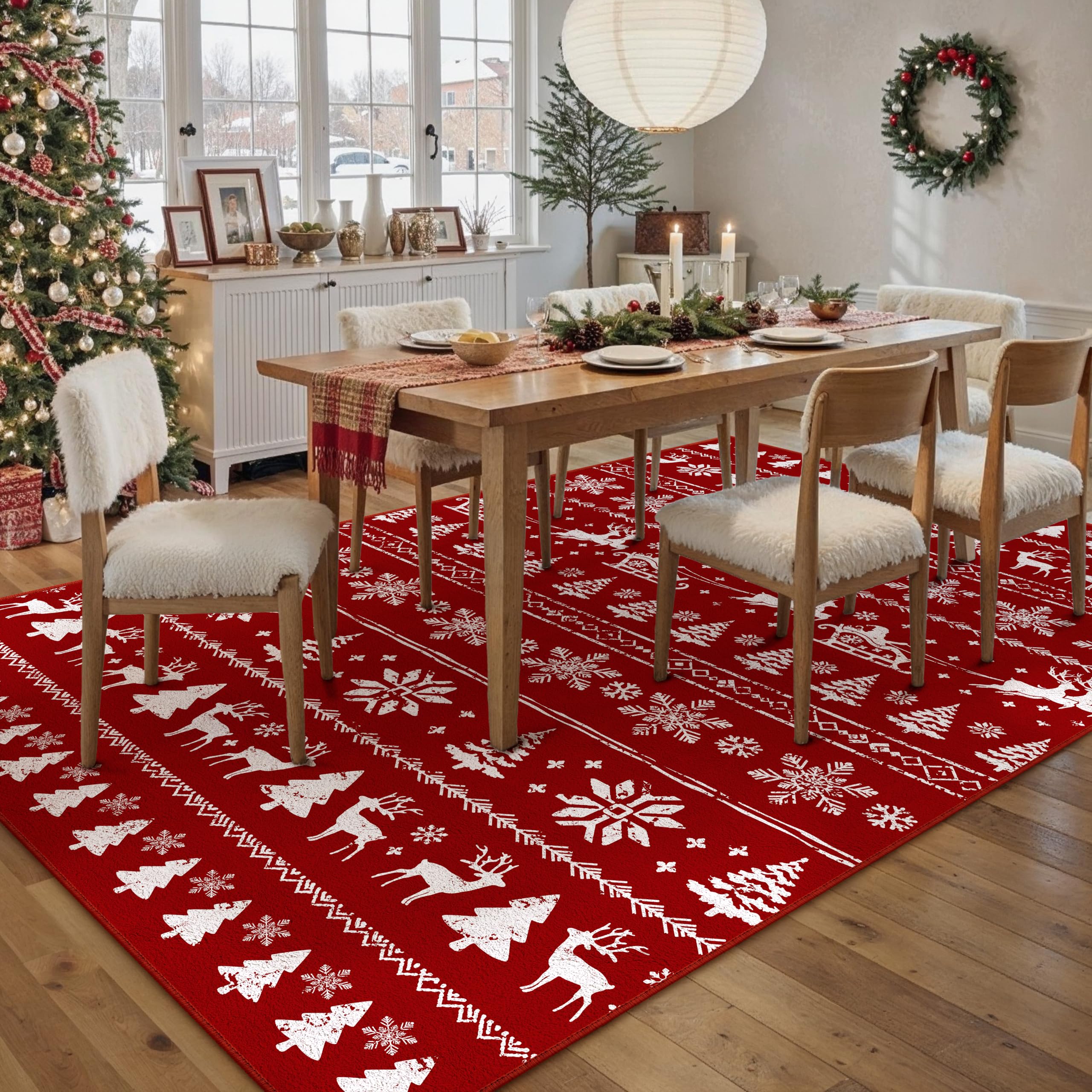 Christmas Area Rug - Red & Festive -26