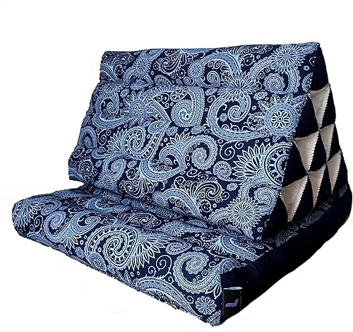 Miniatura 1 de LEEWADEE Tapete plegable con cojín triangular, cómodo cojín de TV, colchón plegable con cojín hecho de Kapok ecológico, 30 x 20 pulgadas, azul y