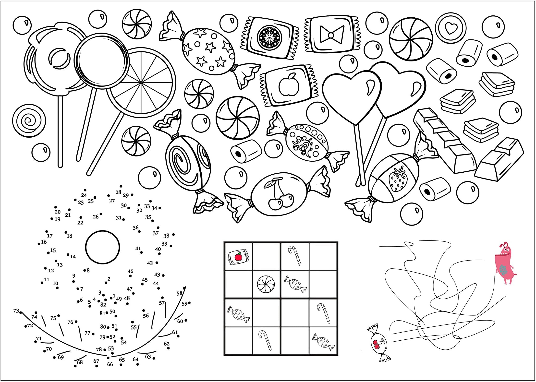 Children's Place Mats for Colouring in Place Mats Printed on Both Sides, Pack of 10