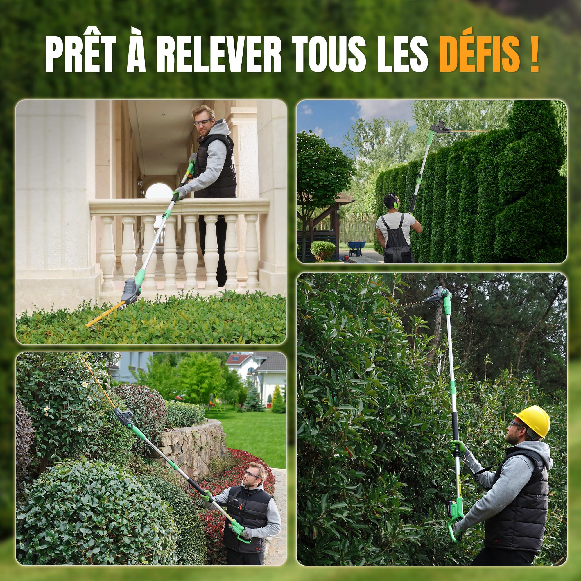 WORKPROX Taille-haies Télescopique Sans Fil 20 V avec Batterie 2,0 Ah