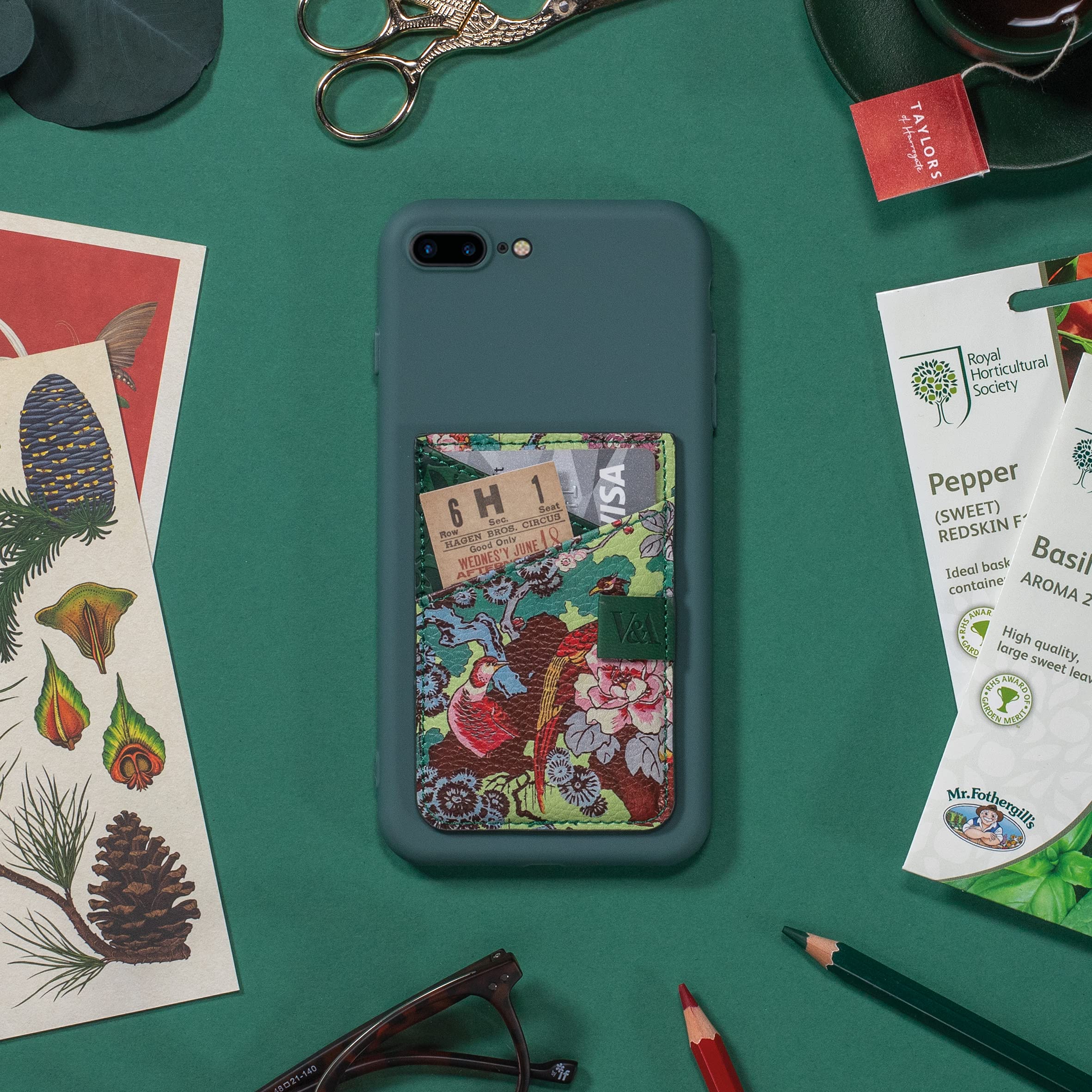 IF V & A Bookaroo Phone Pocket Sundour Pheasant, Green - Image 4