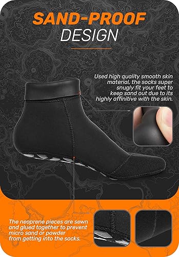 Miniatura 4 de CAPAS Calcetines de neopreno de 2 mm para arena, calcetines de voleibol de playa a prueba de arena, calcetines de neopreno para traje de neopreno