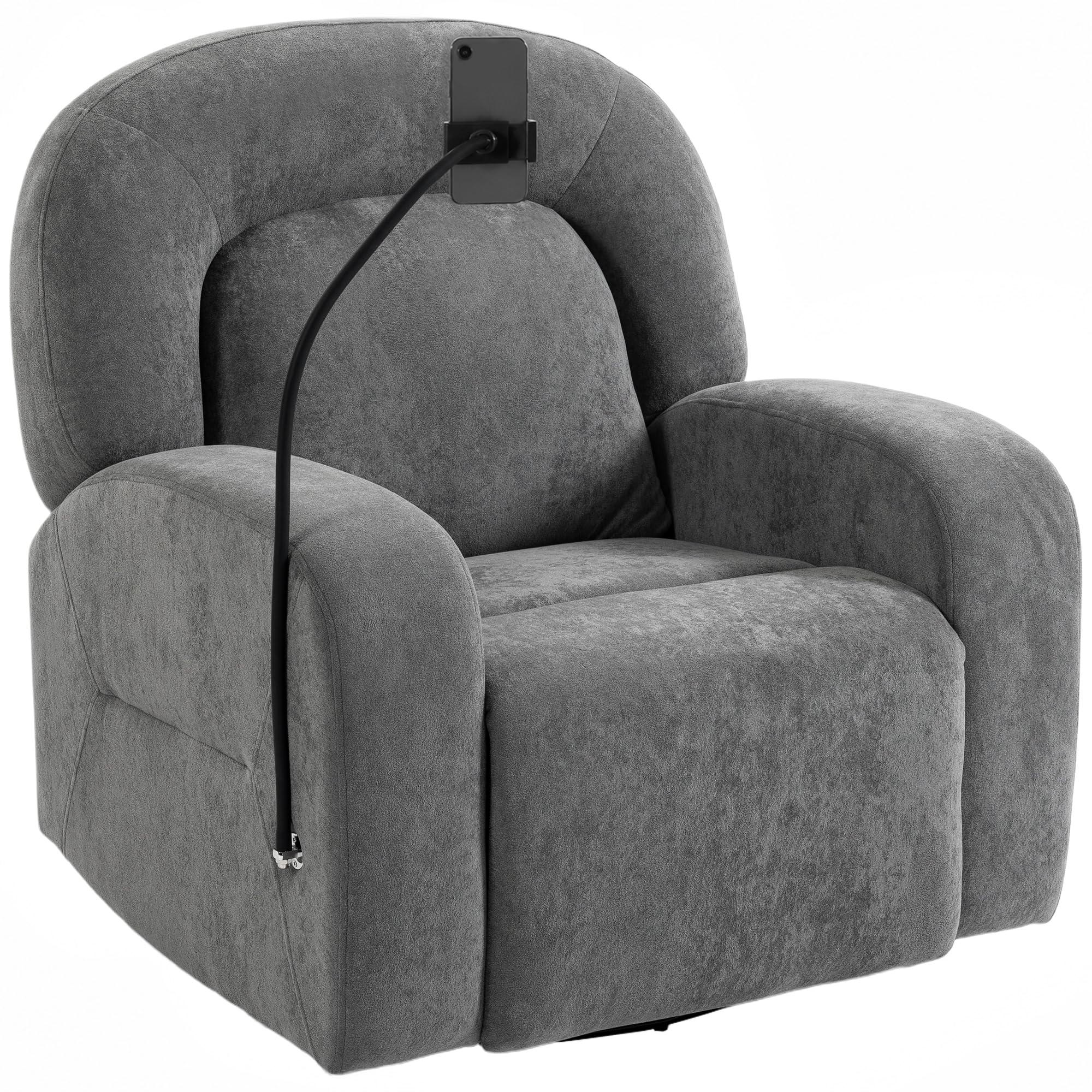 HOMCOM Sillón Relax Reclinable 3 en 1 Función Mecedora Asiento Amplio Gris