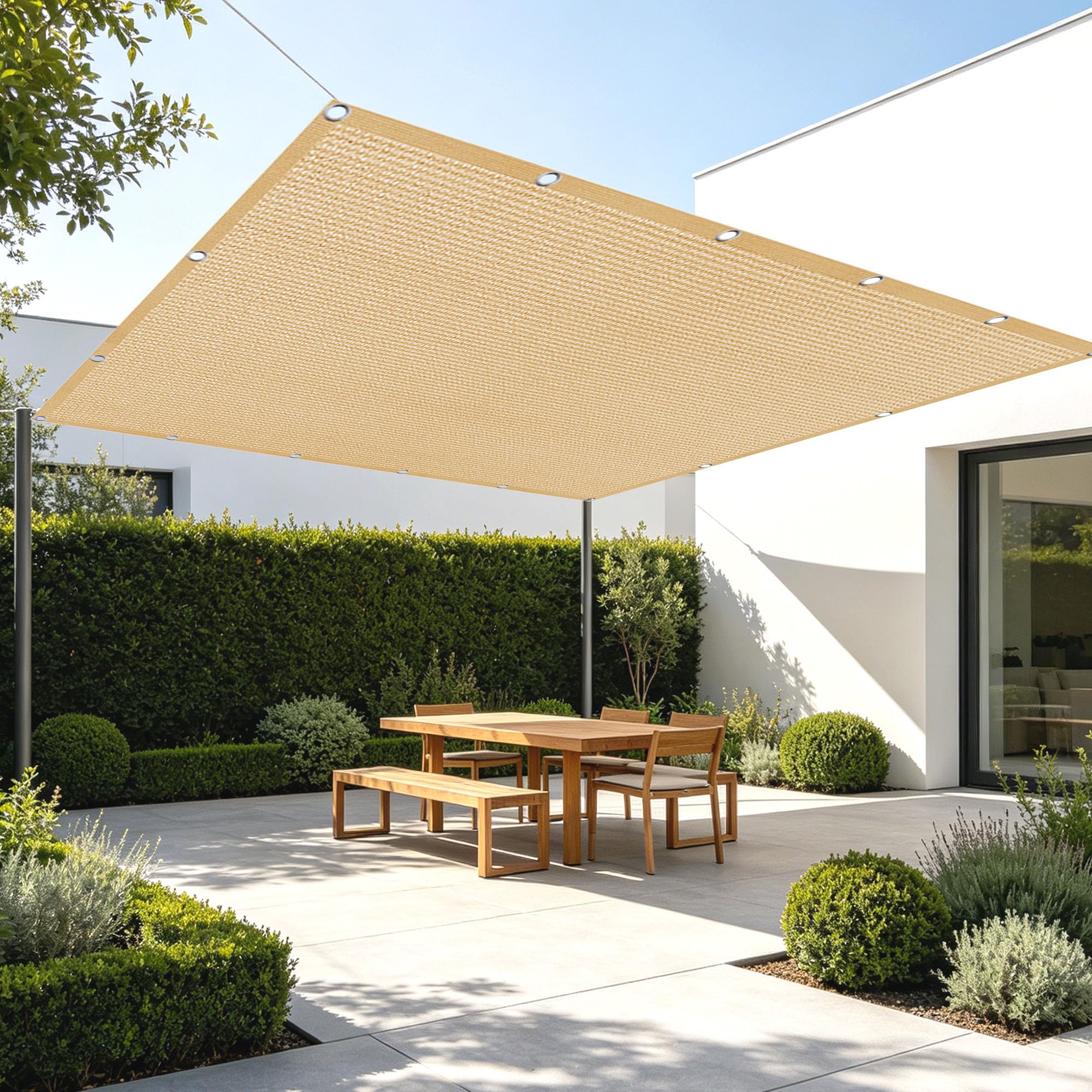 Filet d'ombrage pour pergola et terrasse aménagée jaune sable 180x600