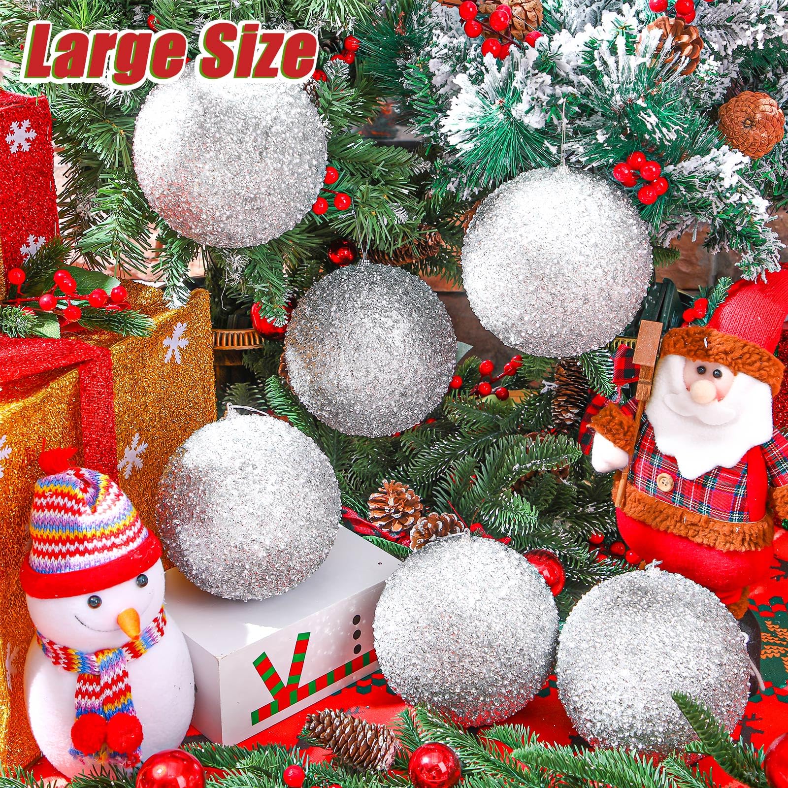 Wettarn 6 bolas de Navidad grandes de 6 pulgadas, adornos de decoración para árbol de Navidad, bolas inastillables para cumpleaños, Pascua, San Valentín, boda, decoración del 4 de julio, Día de los