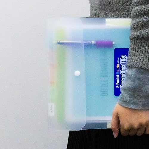 Miniatura 6 de BAZIC - Carpeta de archivos expandible con 5 bolsillos con pestañas carpetas de plástico de tamaño carta organizador de documentos de papel 1 paquete