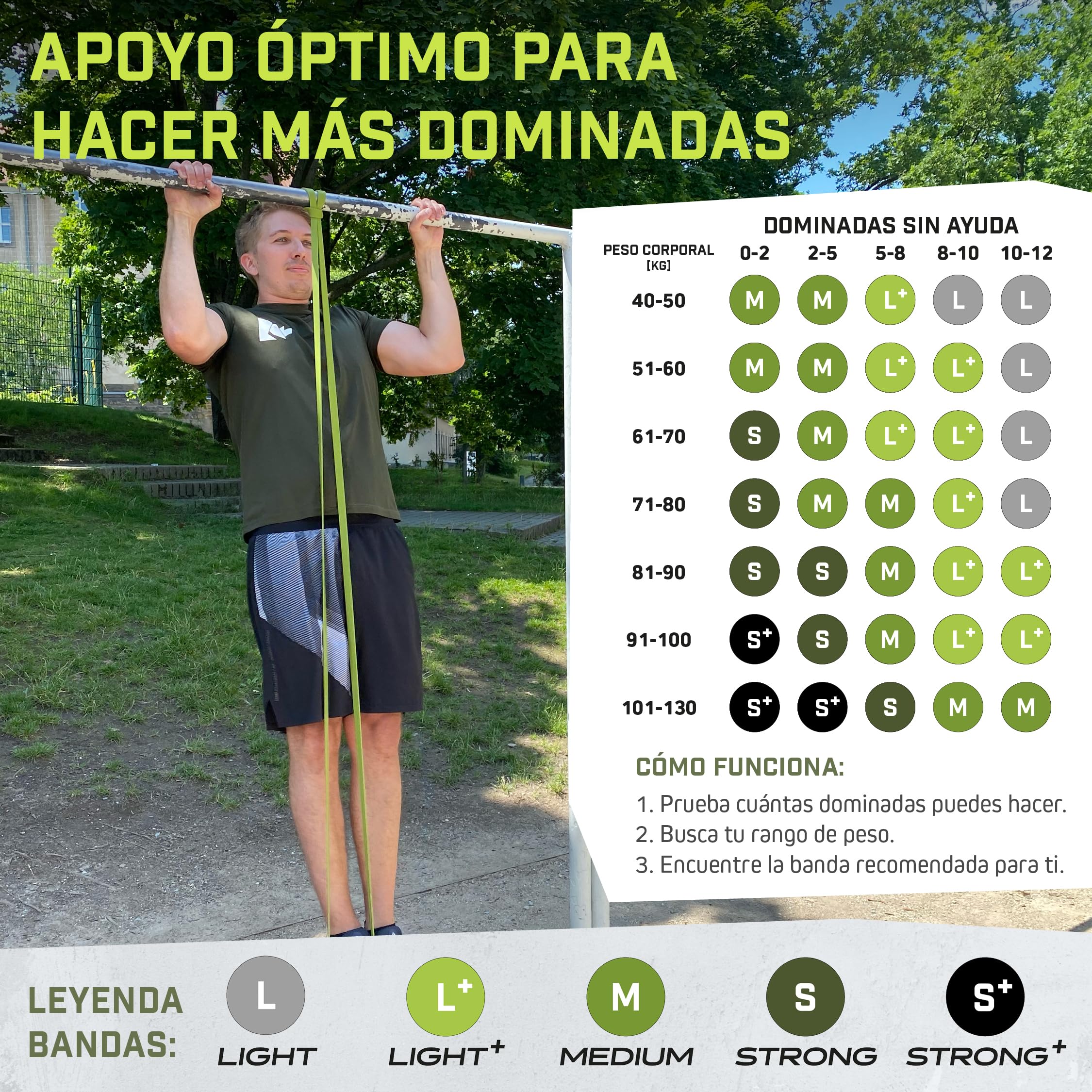 Wild Instincts® Bandas de Resistencia/Bandas Elásticas para Dominadas / 5 Bandas de Entrenamiento Individualmente y en un Set/Banda Elástica Fitness/Bandas Elásticas Musculación