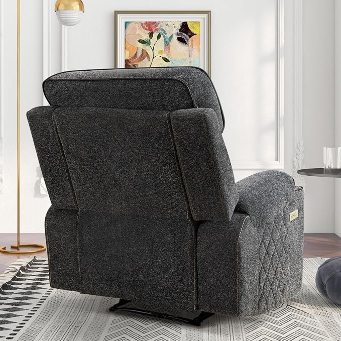 Sillón Reclinable Eléctrico Individual Gris Oscuro miniatura 8