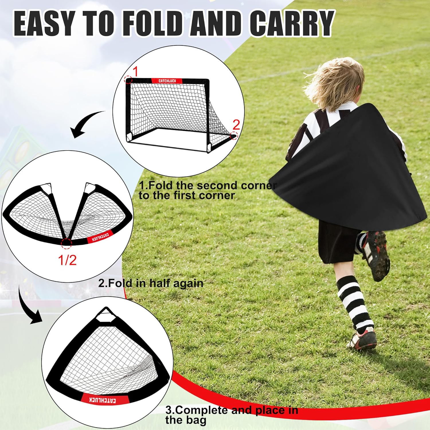 Kids Soccer Net for Backyard Portable Soccer Goal 3x4ft Pop Up Soccer Nets Indoor and Outdoor with Carry Bag
