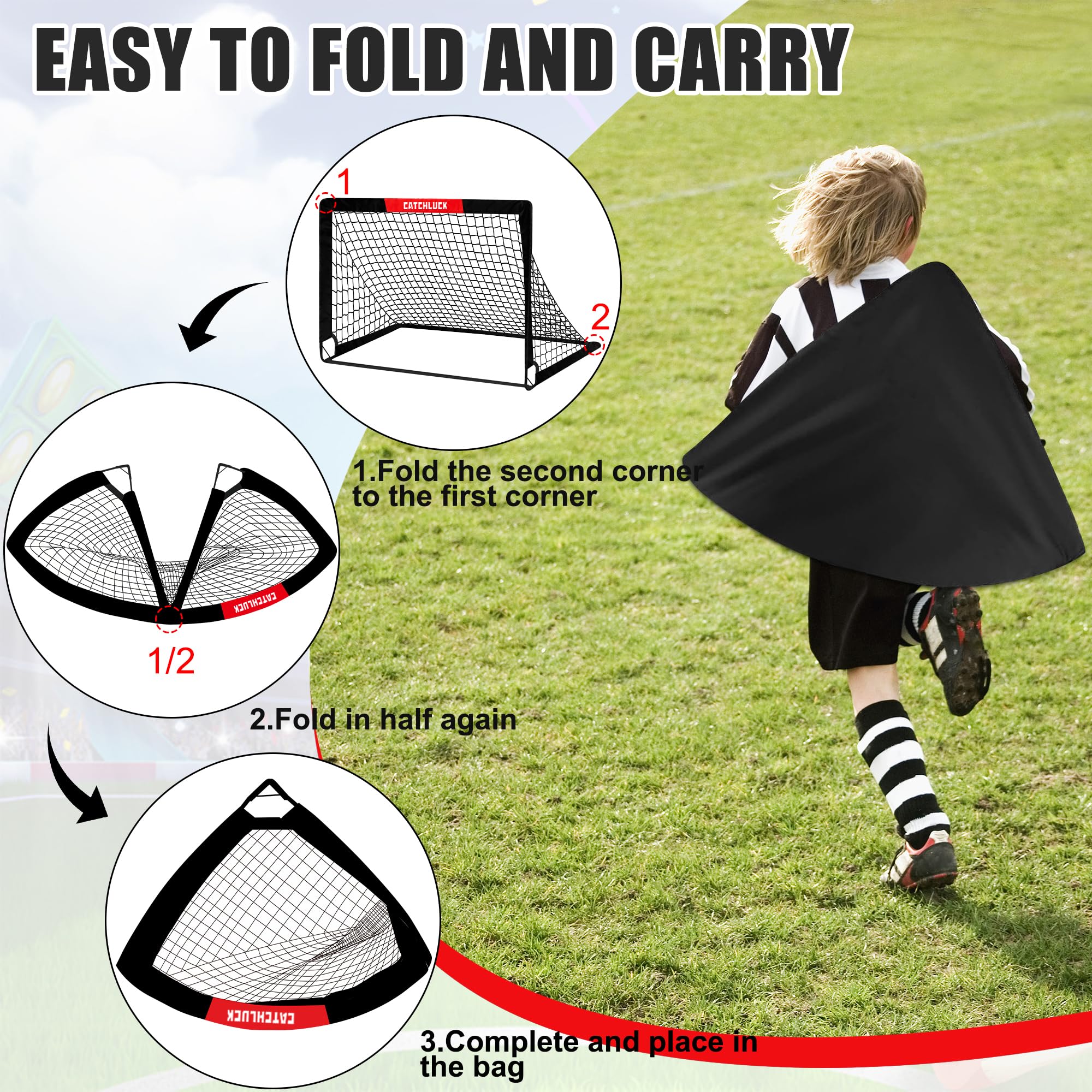 Fussballtore für Kinder Garten Fußballtor Tore Fußball Kinder Pop Up 2er Set Outdoor Fussballtor mit Tragetasche