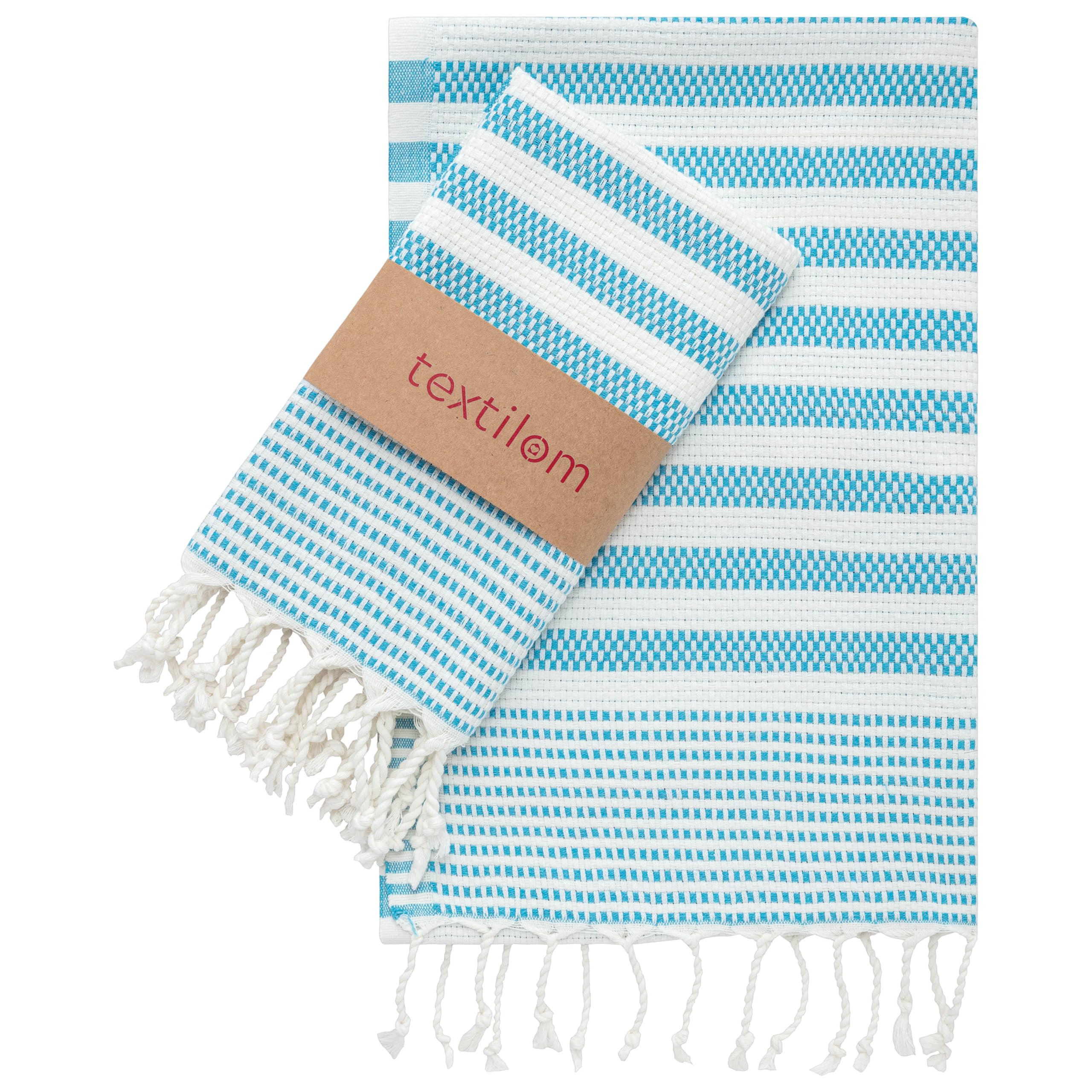 TEXTILOM Turkish Hand Towels for Bathroom Set of 2, Hotel and Spa Quality & Soft & Absorbent & Quick Dry Bathroom Hand Towels, 100% Cotton Turkish