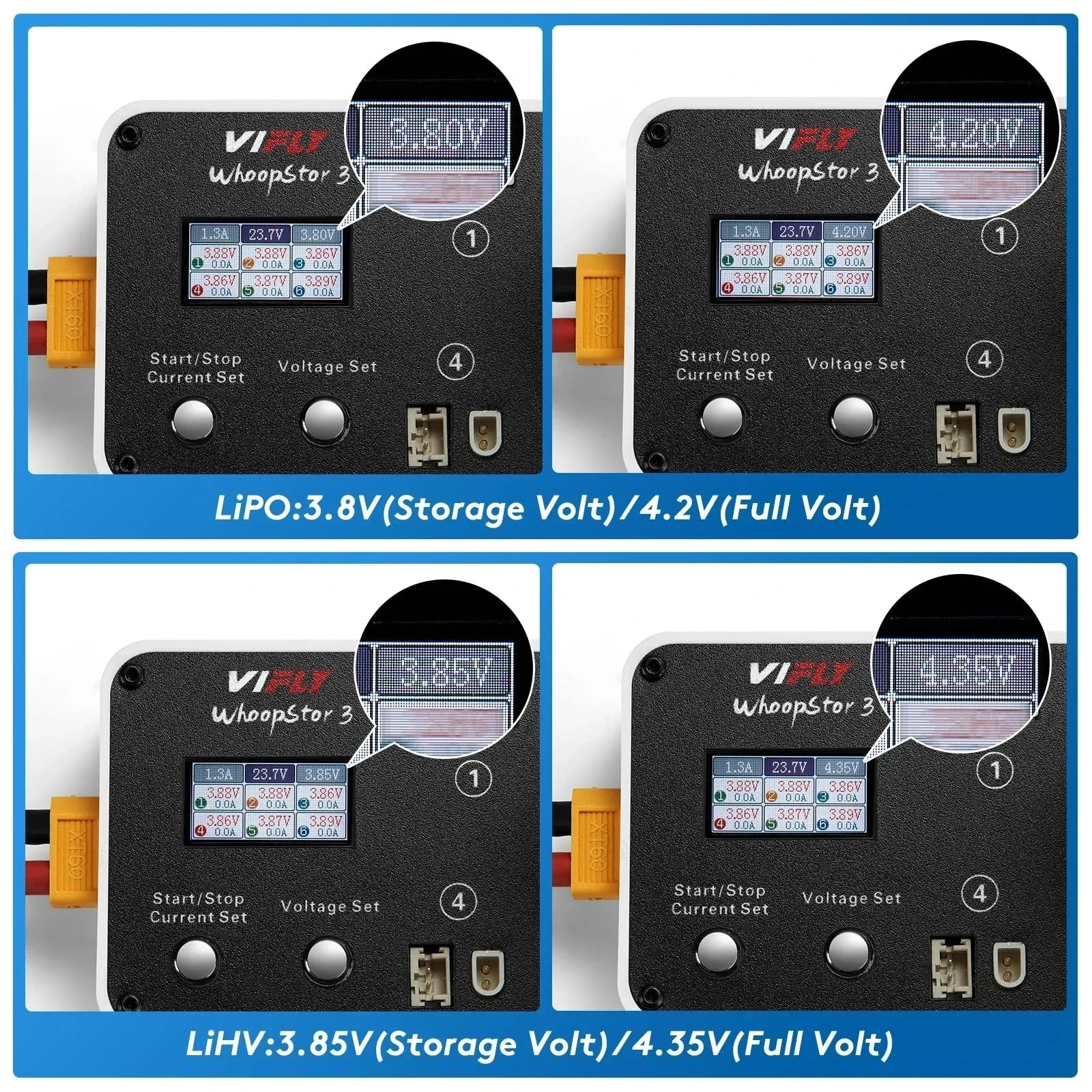 1S Lipo ładowarka do akumulatora 6 portów 4,2 V 4,35 V BT2.0 PH2.0 wtyczka do ładowarek VIFLY WhoopStor v3 FPV Tinywhoop mini drony (biała)