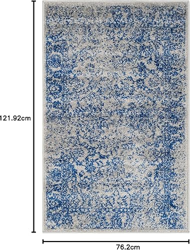 Miniatura 685 de Safavieh colección Adirondack - Alfombra de área, 6 x 9 pies, gris y azul, diseño oriental desgastado, no desprende pelusa, fácil cuidado, ideal