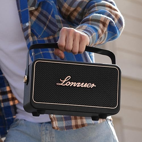 Miniatura 7 de Altavoz Bluetooth de madera portátil retro sin distorsión de 10000 mAh, 80 W, con micrófono inalámbrico, entrada USB AUX para adultos, fiesta en