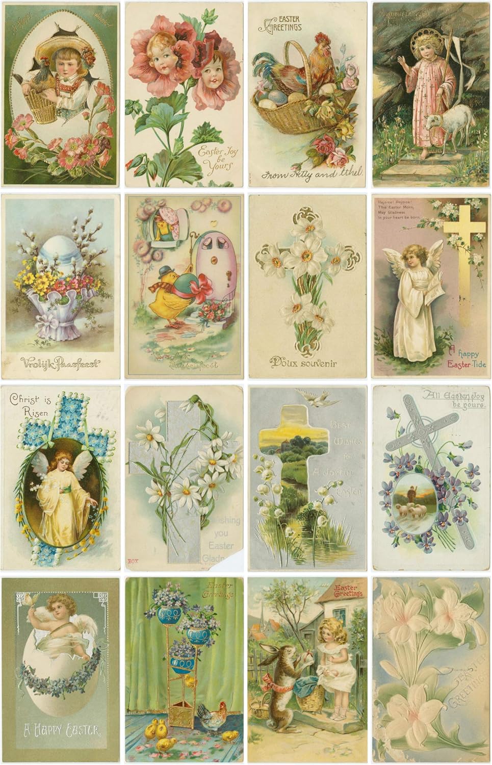 Vintage Victorian Easter Cards Collage Sheet # 102 For Art, Scrapbooking, Altered Art
