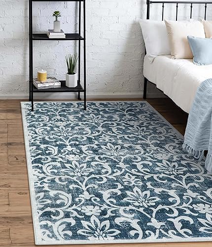 Miniatura 47 de Morebes Alfombra lavable de 2 x 5 pies, alfombra vintage floral gris para puerta de entrada, antideslizante, suave que no desprende pelusa