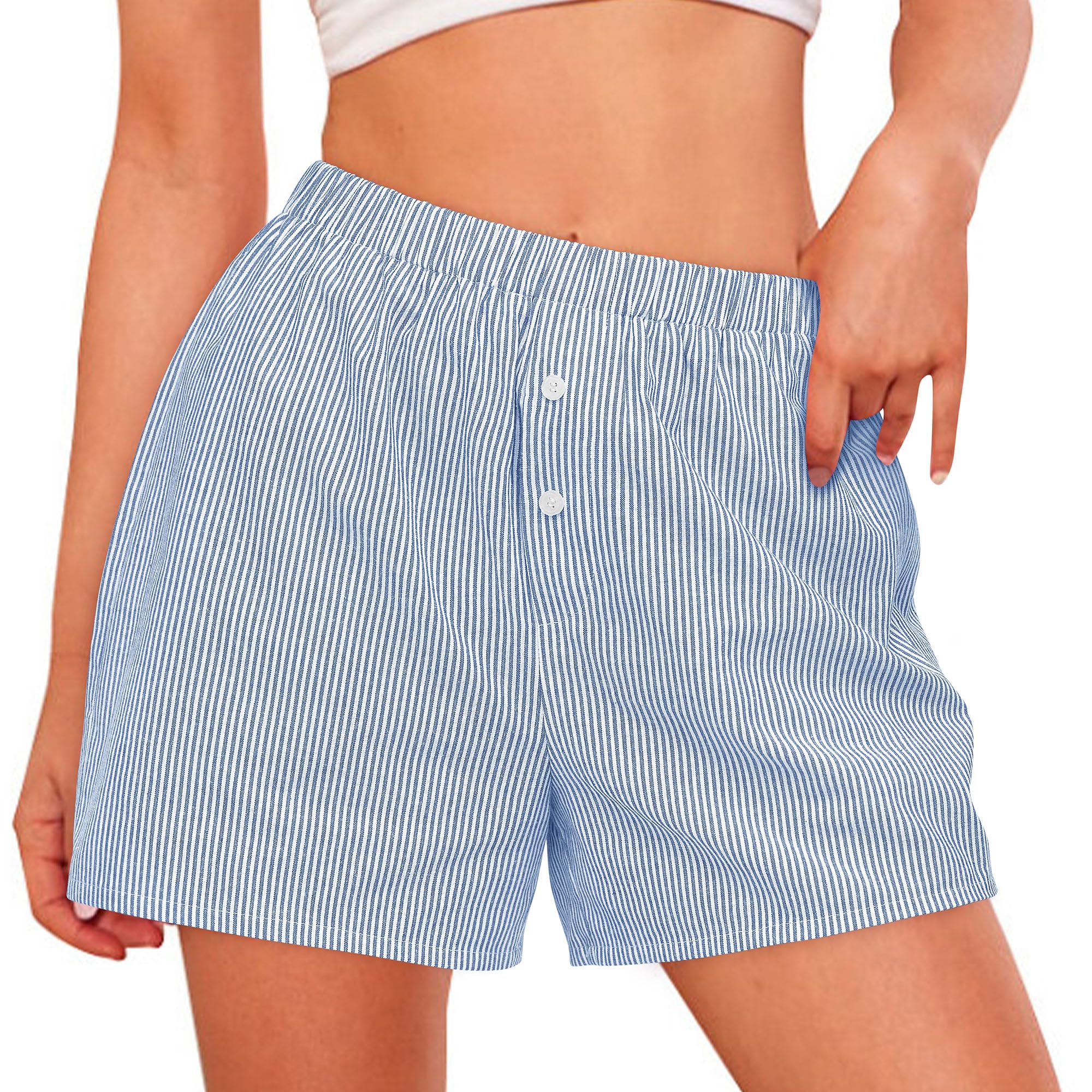 PRETTYGARDEN Womens Summer Gingham Boxer Shorts