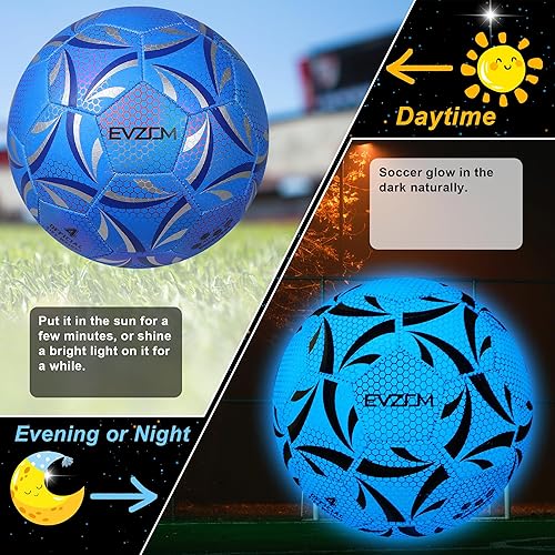 Miniatura 3 de EVZOM Balón de fútbol luminoso oficial juego de fútbol americano, tamaño 3, tamaño 4, tamaño 5 para niños, niñas, adultos, al aire libre