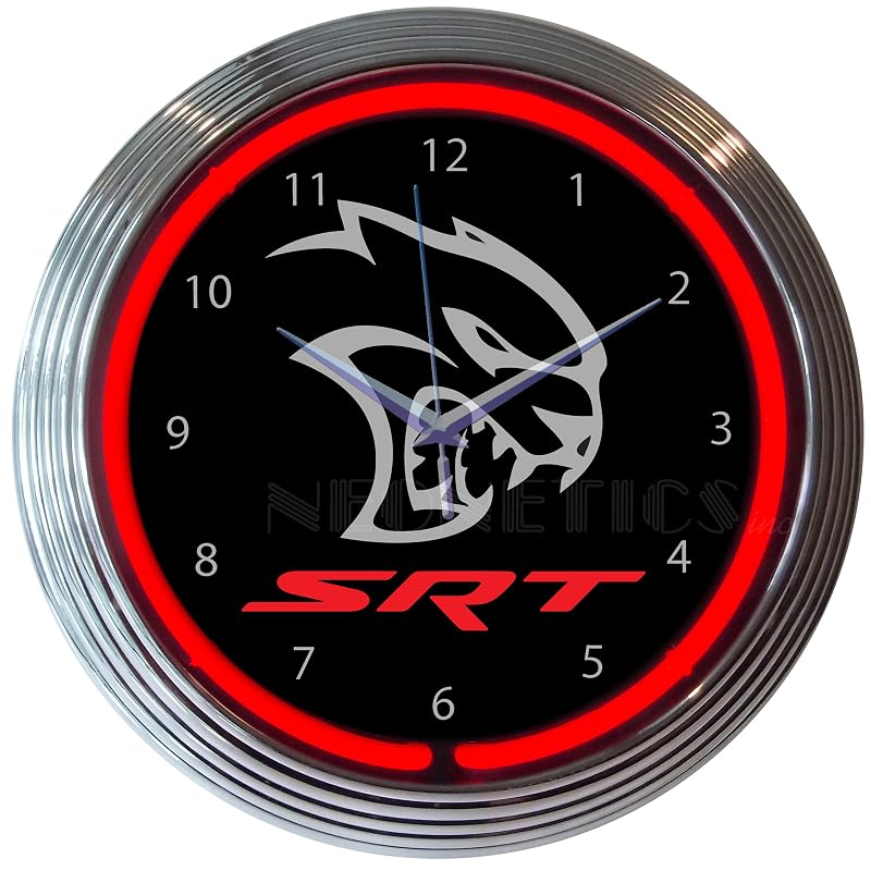 Relógio Neon de Parede Neonetics Dodge Hellcat SRT Vermelho
