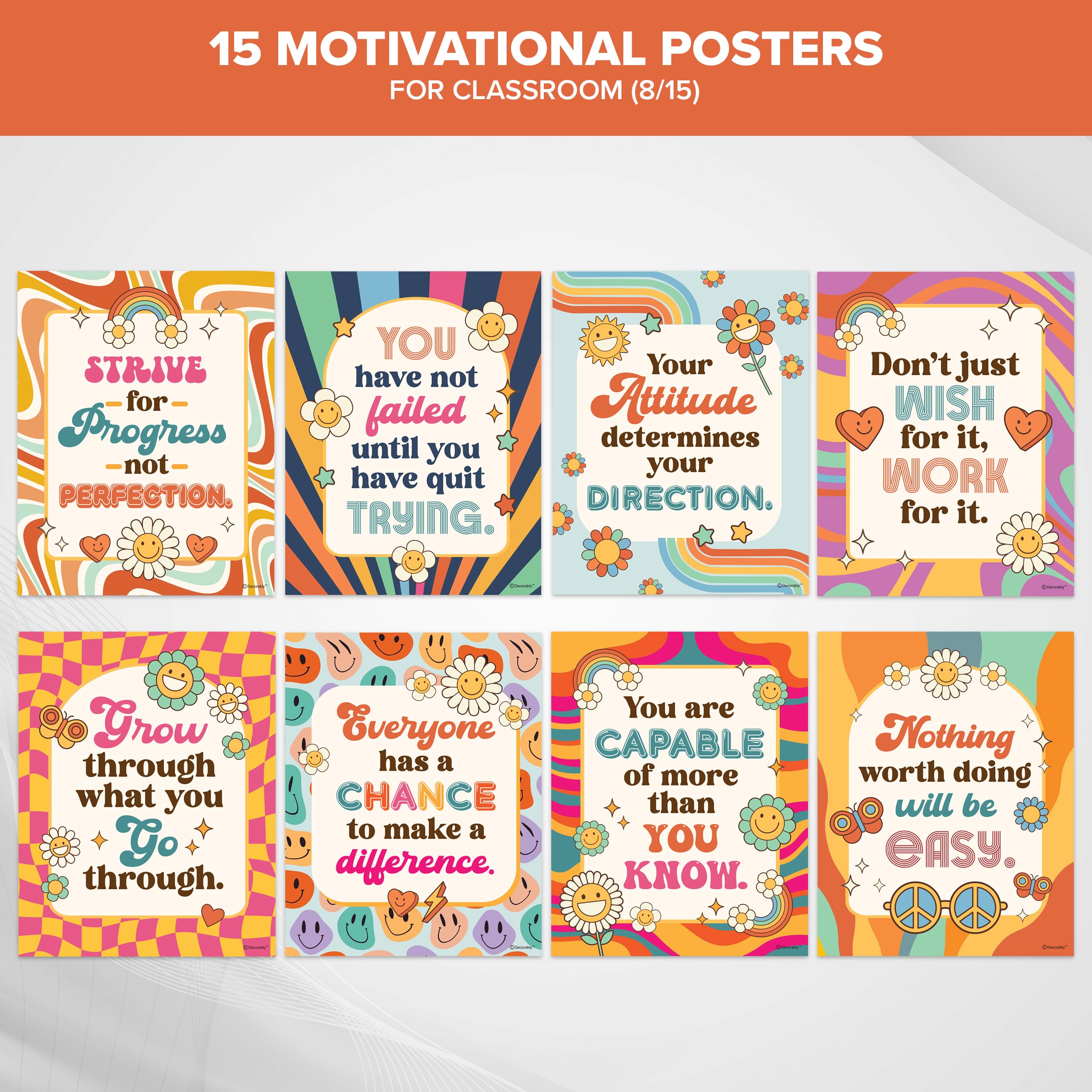 Snapklik.com : Decorably 15 Motivational Retro Groovy Classroom Decor Theme