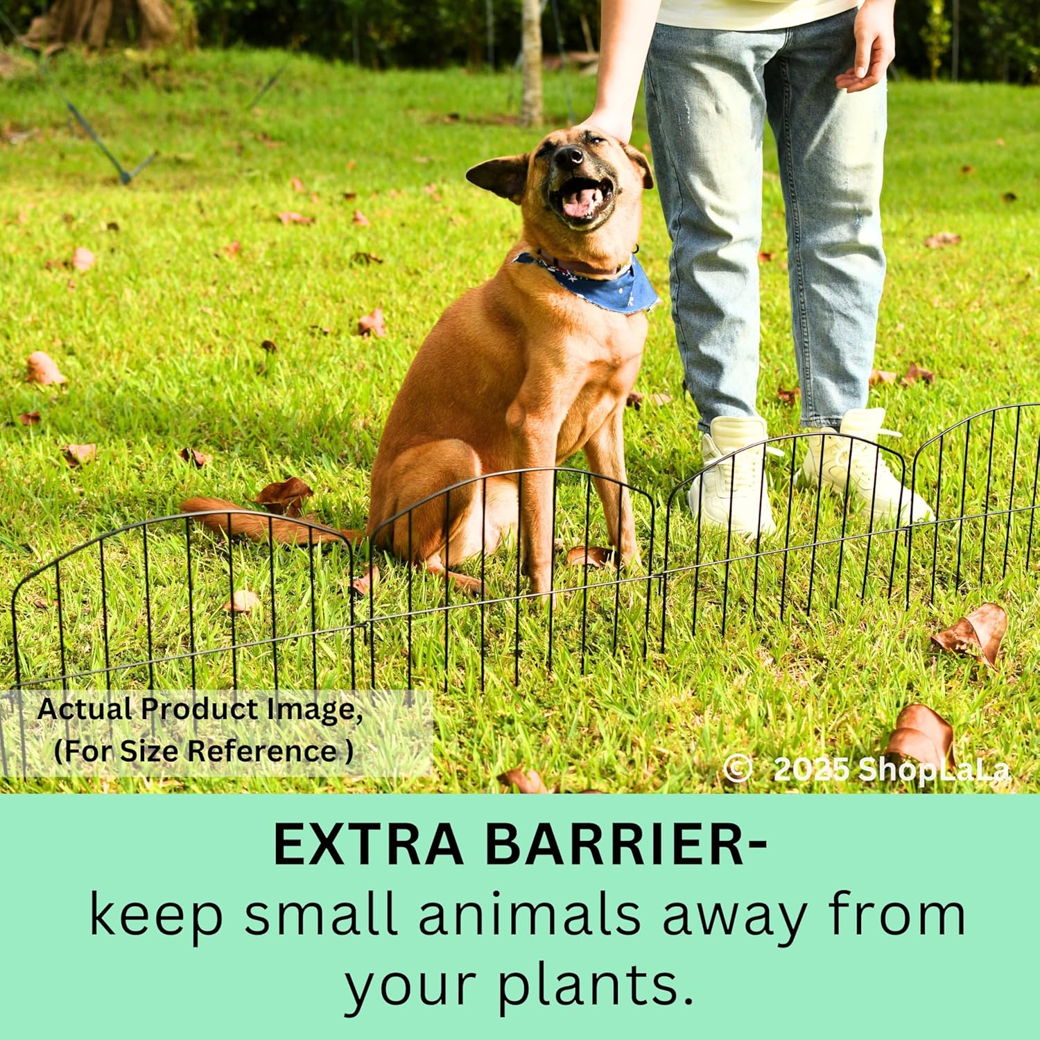ShopLaLa Decorative Garden Fence (10 Panels) 16.5in(L) x 13in(H) Rustproof Metal Wire Animal Barrier Small Fencing, Flower Edging for Landscape Patio Outdoor Decor, Dog Gates and Border Black M-L16.5