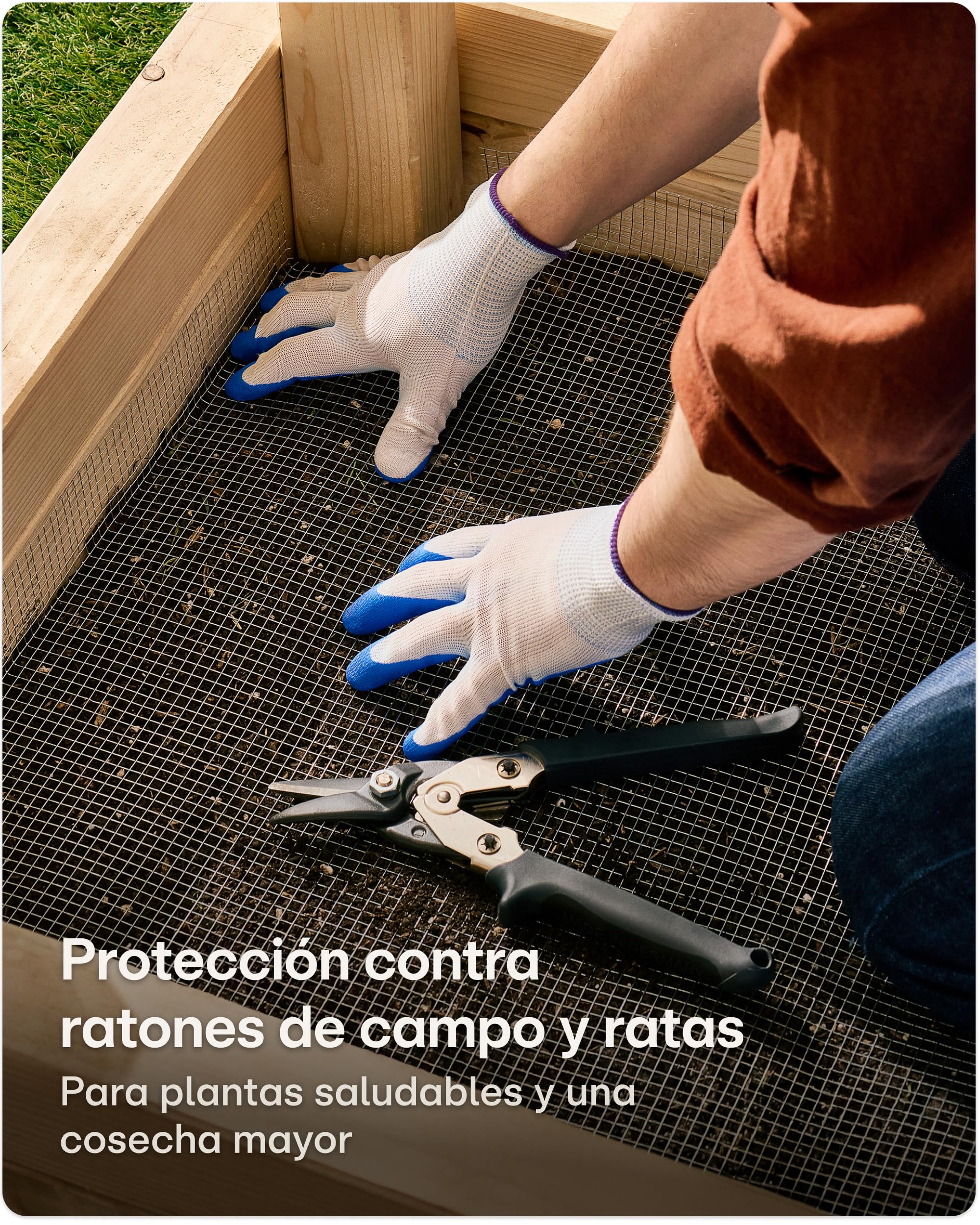 Praknu Malla Metalica Fina Galvanizada con Guantes – Rollo 1 x 5 m Rejilla – Malla para Gallinero y Huerto – Malla Antirroedores para Jardín, Camas Elevadas y Compostera