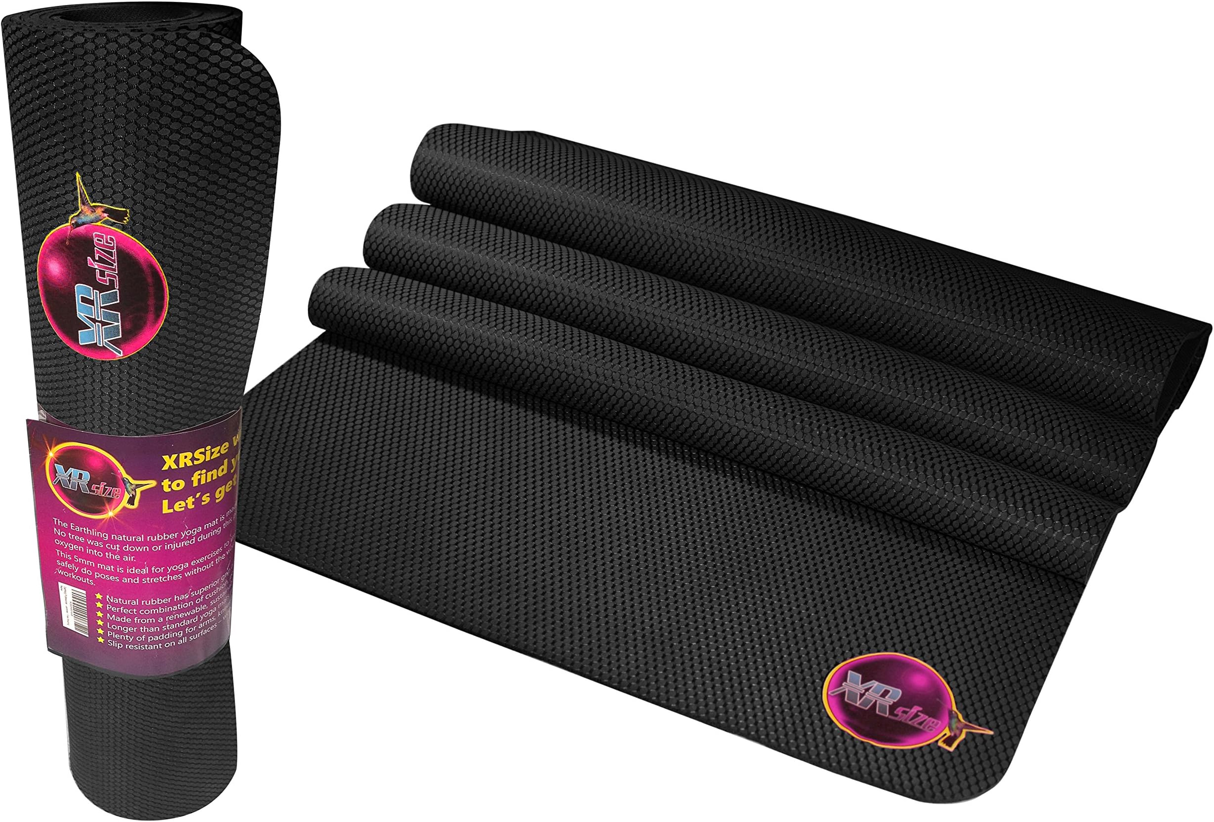 XRSize Natural Organic Tree Rubber and Pilates Yoga Mat, 72-Inches with Instructional DVD